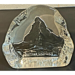 Vintage Matterhorn Switzerland 3D Art Glass Paperweight Bright & Clear NEW